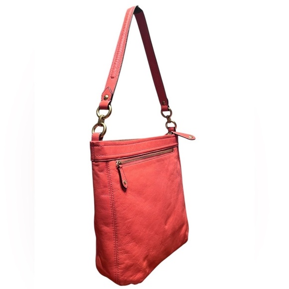 Coach Ashley Leather Convertible Hobo Bag - Coral Orange - Picture 3 of 15